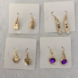 Elegant 4 Gold and Purple Earrings NWOT